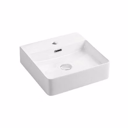 Mereo Keramika - Lavabo da appoggio, 420x425 mm, con troppopieno, foro per rubinetto, bianco UC424212