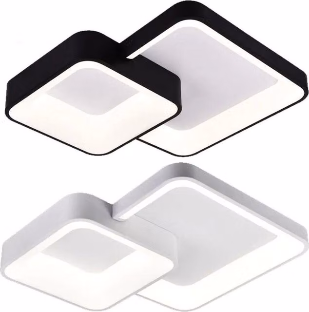 Plafoniera a LED Trade Shop Traesio con design a due quadrati, potenza 58W, temperatura colore regolabile CCT da 3000K a 6500K, disponibile in bianco o nero – 1