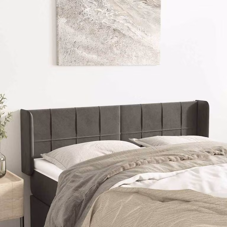 Testiera ad orecchio vidaXL in velluto grigio scuro L: 147 cm, P: 16 cm, H: 78-88 cm