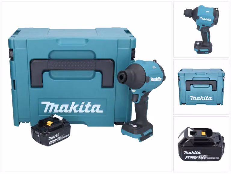 Soffiatore a batteria Makita DAS180F1J 18V Brushless + 1x batteria 3.0Ah + valigetta Makpac - senza caricabatterie