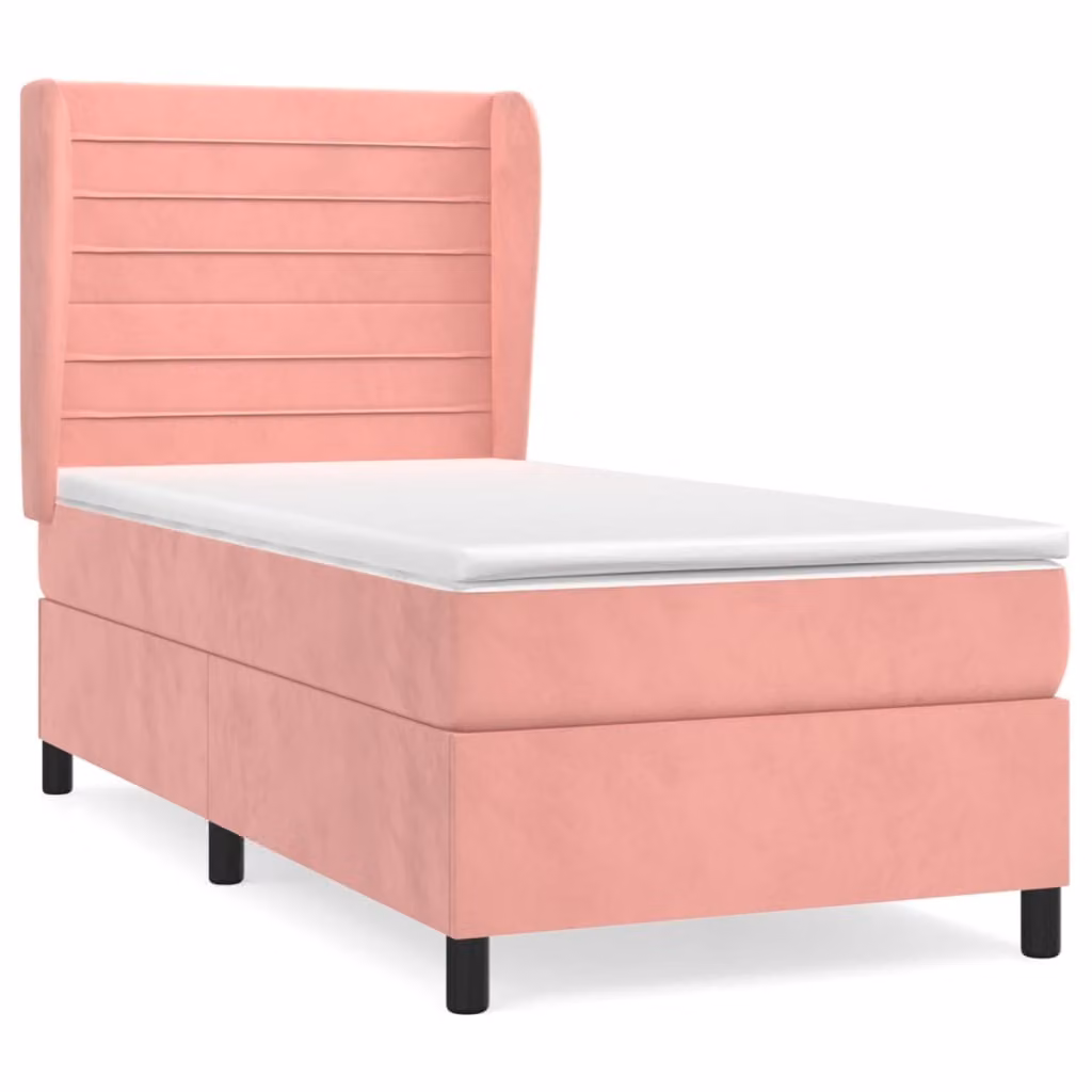 Giroletto a Molle con Materasso Rosa 80x200 cm in Velluto