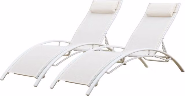 Set di 2 sedie a sdraio GALAPAGOS in textilene bianco - alluminio bianco