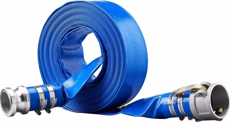Tubo di controlavaggio, 2 pollici x 50 piedi, tubo di scarico per piscina in PVC resistente con raccordi Camlock C & E in alluminio, fascette, compatibile con pompe, filtri a sabbia, per lo scarico delle acque reflue delle piscine, blu