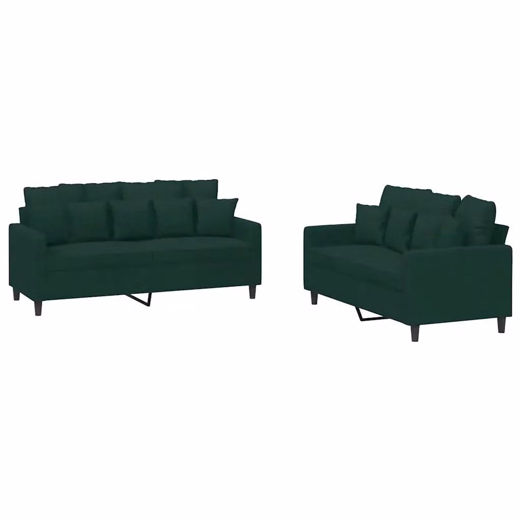 Set di 2 Divani vidaXL in Velluto Verde con Cuscini per Soggiorno Moderno – 2