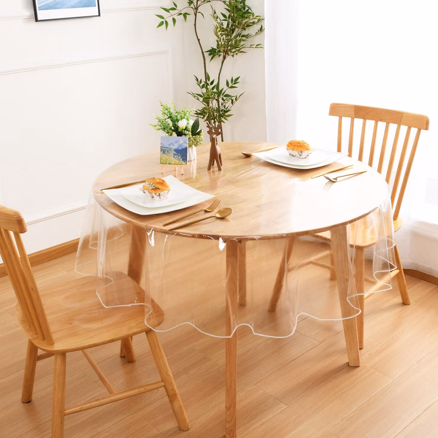 Tovaglia trasparente, lavabile, diametro 110 cm, impermeabile, adatta per cucina e giardino