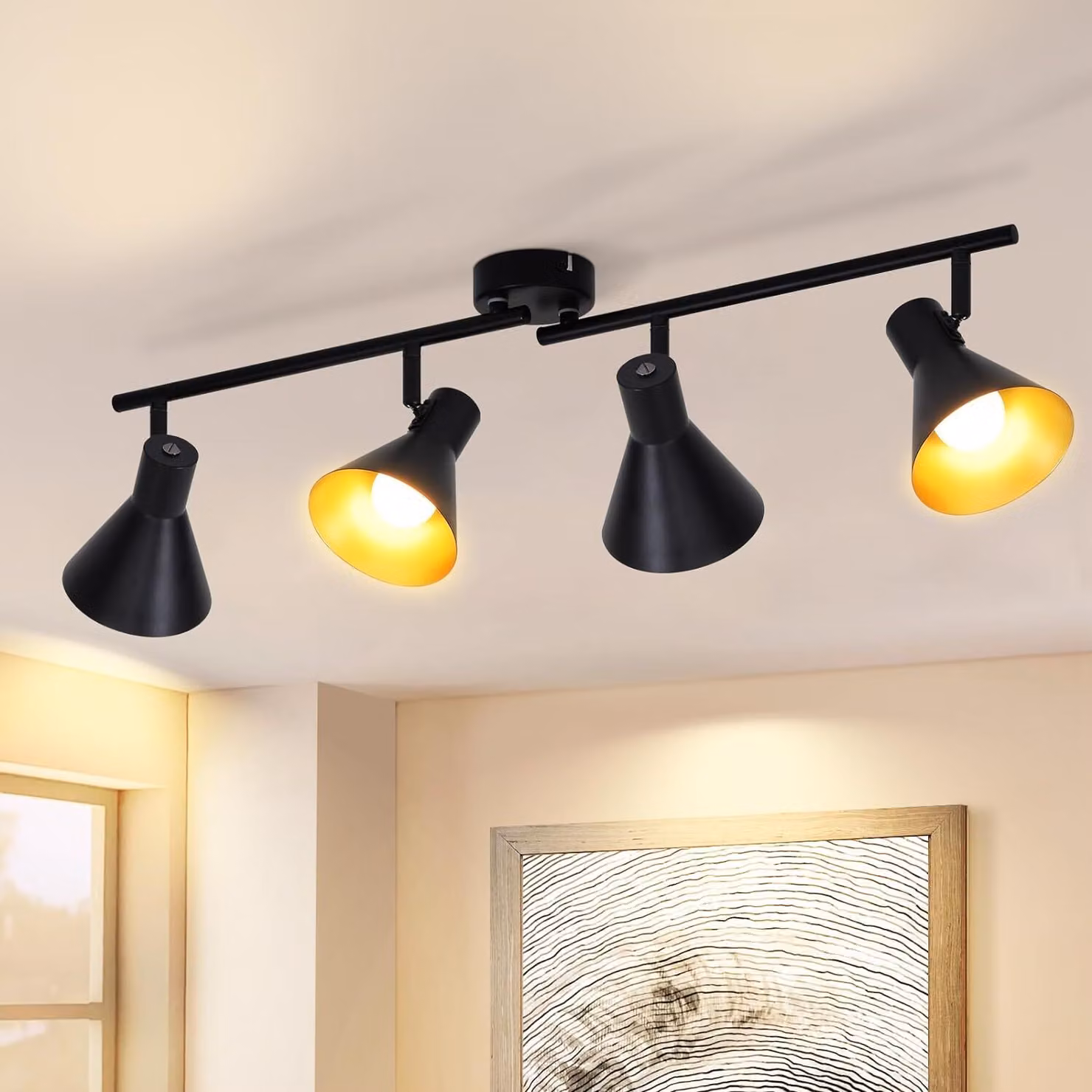 ZMH plafoniera faretto da soffitto 4 fiamme nero plafoniera corridoio E14 vintage orientabile 330° industriale retrò faretto da soffitto metallo per cucina camera da letto spogliatoio