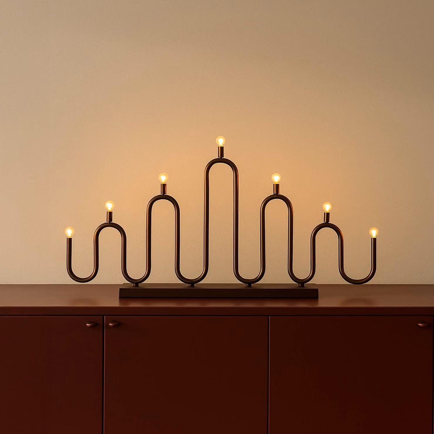 Globen Lighting Candelabro Noel 7, bronzo, larghezza 76 cm 7, Bronzo / Ottone antico, Metallo, Scandinavo
