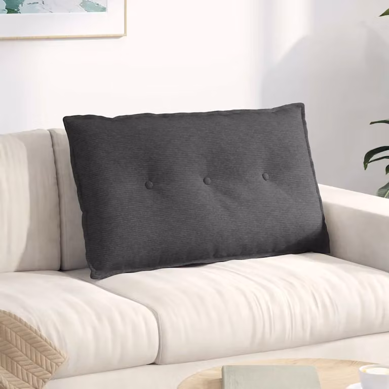 vidaXL Cuscino per Schiena Rettangolare in Velluto a Costine Grigio, L 80 x P 50 cm
