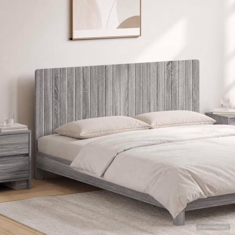 Testiera da muro vidaXL ZWOLLE in legno ingegnerizzato grigio con ripiano integrato L 140 x H 50 x P 12,2 cm