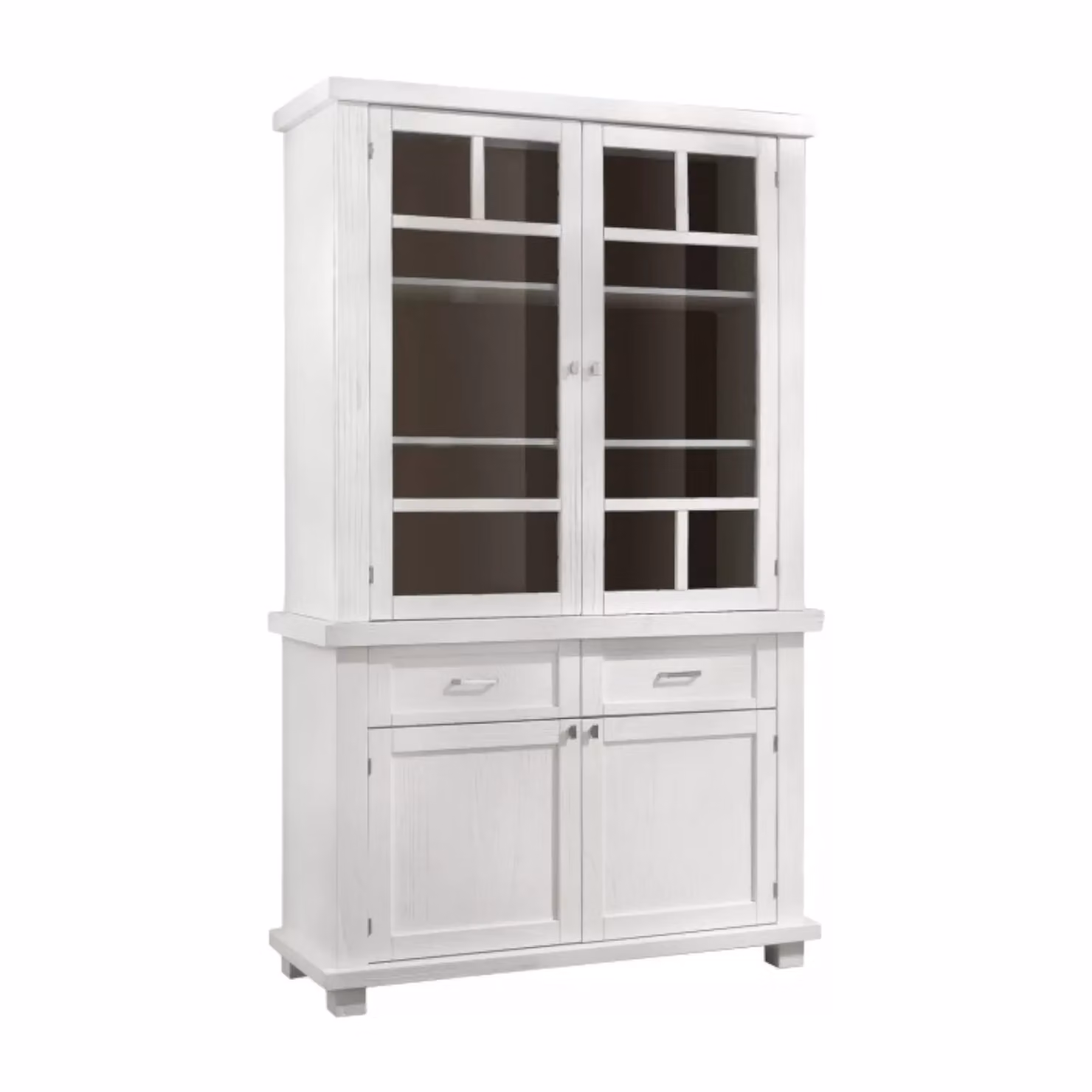 Cristalliera shabby chic in legno di tiglio con 4 ante e 2 cassetti Mobili 2G bianco opaco L/P/H: 120 x 45 x 198 cm – 1
