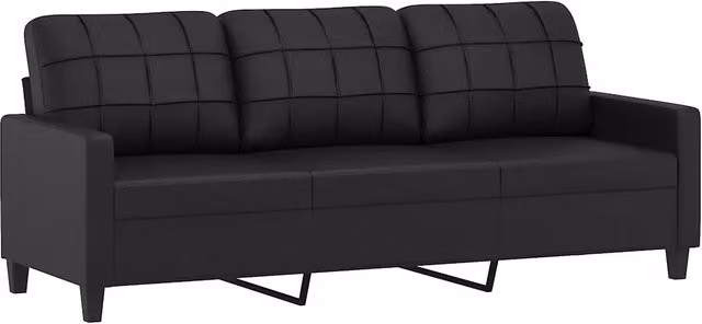 Divano | Divano da soggiorno | Sofa a 3 Posti Nero 180 cm in Similpelle