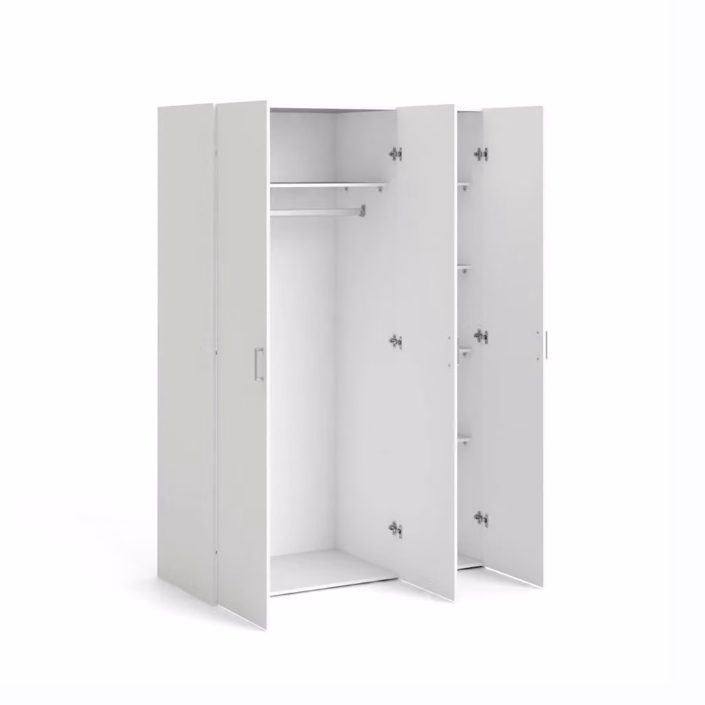 Armadio da camera da letto DMORA Bianco con ante a battente e ripiani interni L: 115 cm, P: 49 cm – 2