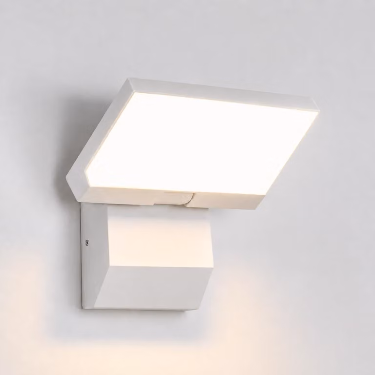 Lampada a LED da parete, 18 W, grado di protezione IP65, corpo in metallo bianco, dimensioni 20 x 16 x 15,5 cm, luce bianco caldo (3000 K)