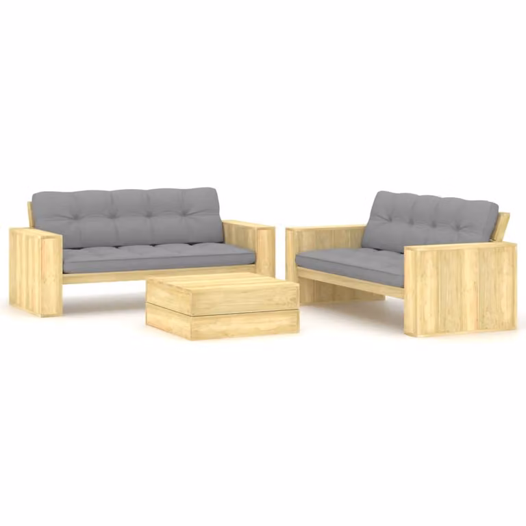 Maison Exclusive - Set da giardino a 3 pezzi con cuscini, in legno di pino trattato