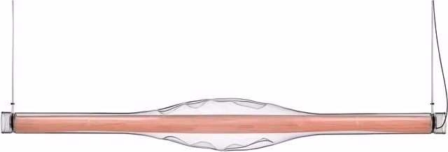 Lampada a sospensione LZF Dune Horizontal in vetro trasparente e legno con tecnologia LED dimmabile luce bianca calda