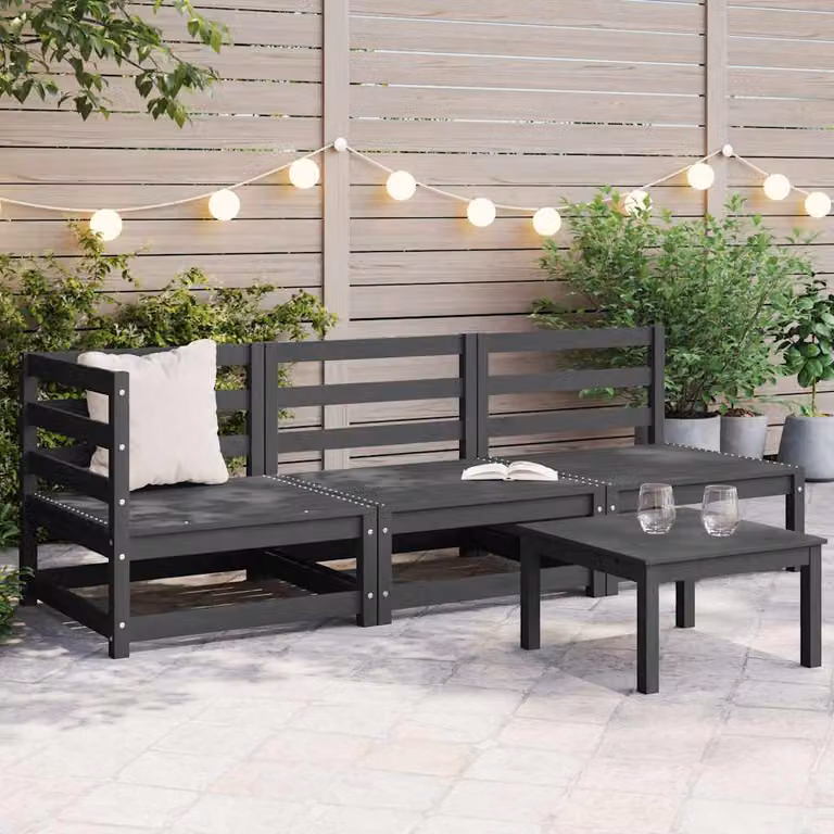 vidaXL Set di Divani da Giardino a L in Legno di Pino con Cuscini Grigi