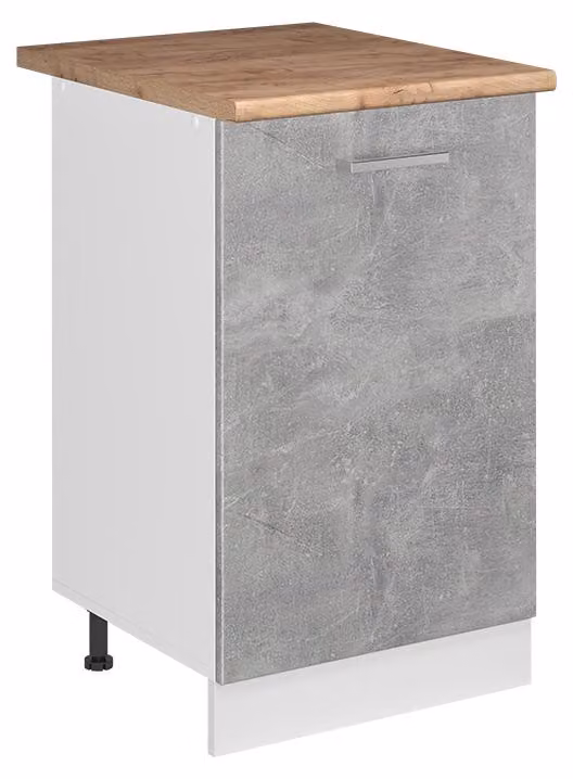 Mobiletto base cucina Vicco R-Line Calcestruzzo/Bianco 50 cm piano di lavoro Rovere dorato, Model 70077