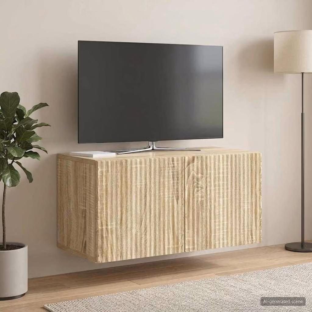 Mobile Porta TV da Muro vidaXL Moderno in Legno Marrone L: 59,5 cm, P: 31 cm, H: 30 cm