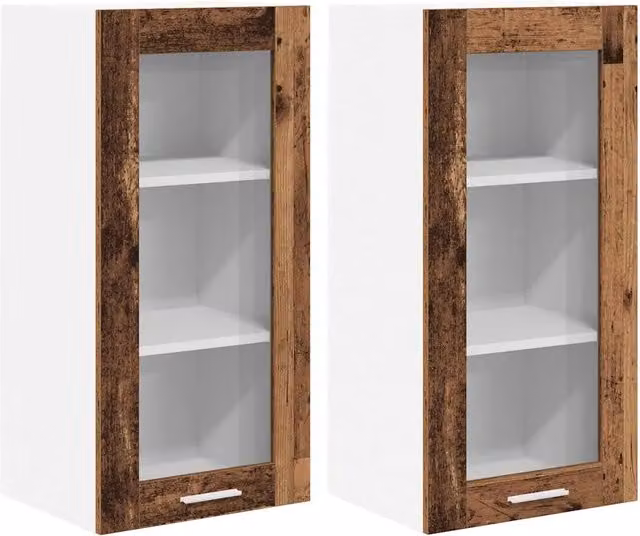 Armadio pensile 2 pz grande spazio di archiviazione 40 x 31 x 80 cm in legno multistrato legno antico 02_0053350