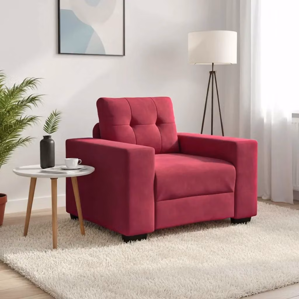 Divano moderno in velluto rosso per soggiorno e camera da letto L: 100 cm, P: 78 cm, H: 80 cm – 2