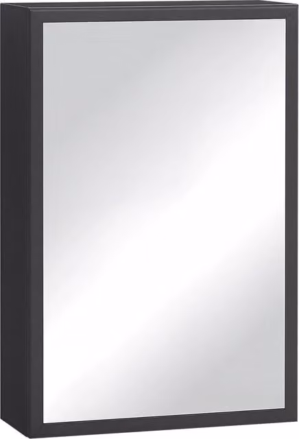 Armadietto a specchio da bagno in acciaio nero con 3 scomparti, pensile salvaspazio per montaggio a parete, 40 x 15 x 60 cm