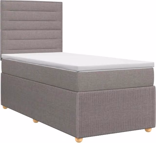Letto box spring con materasso ibrido vidaXL in tessuto beige e grigio L/P: 90 x 200 cm