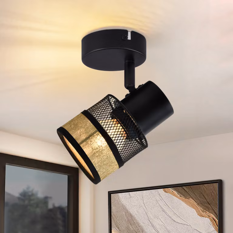 ZMH plafoniera faretto da soffitto 1 fiamma nera E27 plafoniera corridoio metallo vintage 330°rotante per soggiorno camera da letto cucina scale bagno