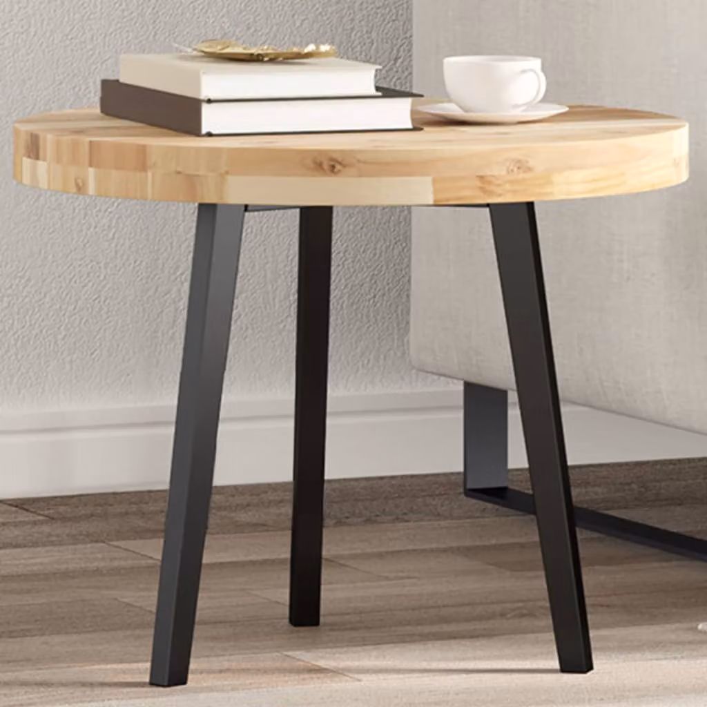 Piano Tavolo Rotondo in Legno Massello di Acacia Marrone vidaXL Ø50 x 4 cm