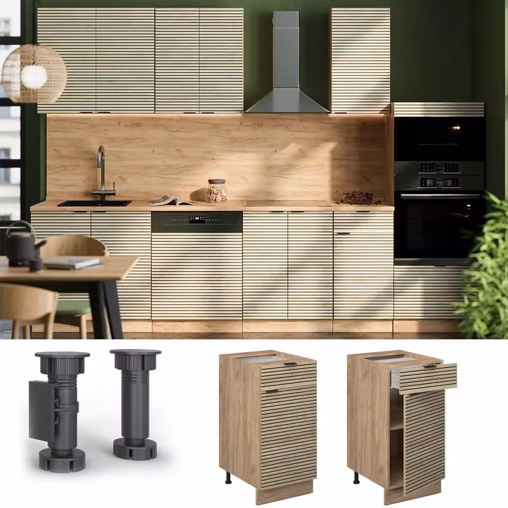 Mobiletto base per cucina Vicco Fame-Line in rovere dorato senza piano di lavoro 40 cm – 2