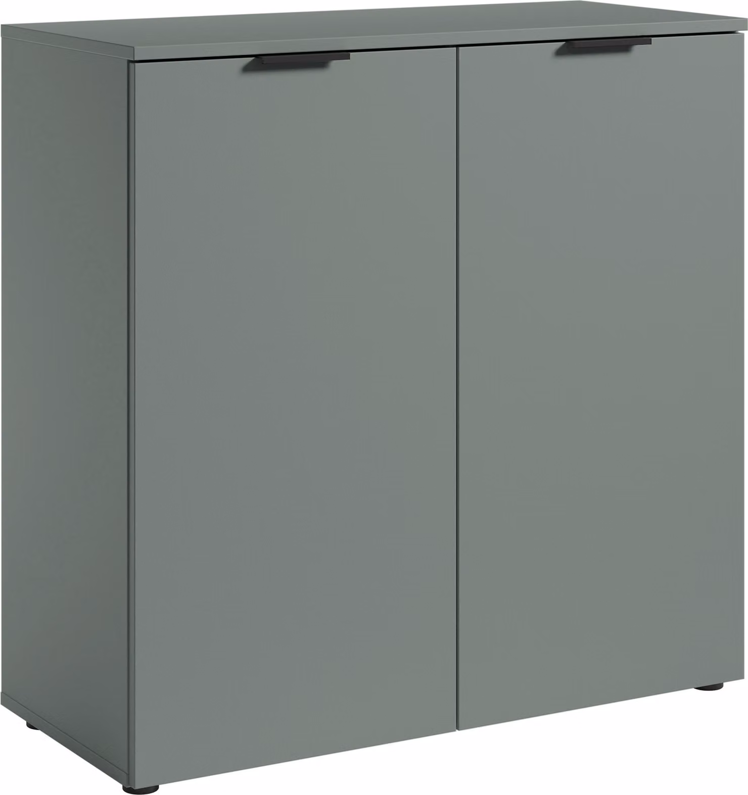 Cassettiera >Linz< 2 ante, 4 scomparti, in salvia - 90x90x40cm (LxAxP)