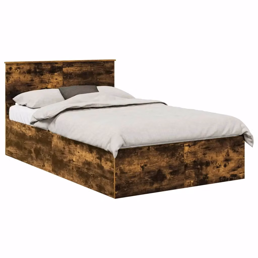 Struttura del letto con testiera vidaXL in legno Rovere fumé, L 120 x L 200 cm – 2