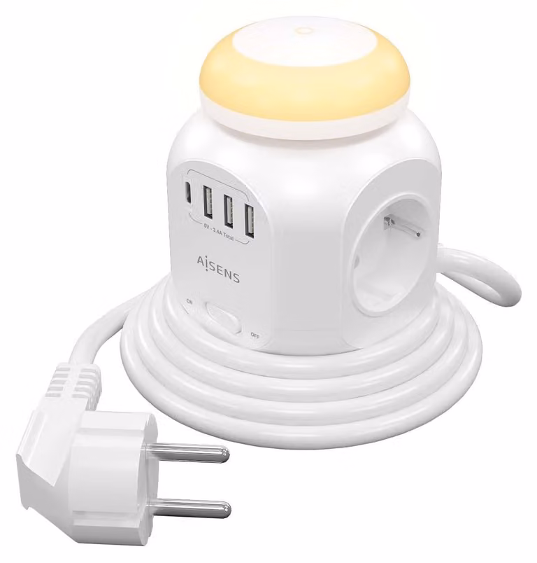 Presa multipla con 4 prese con interruttore Aisens ASPS-3A1CL01-W (1,8 m)