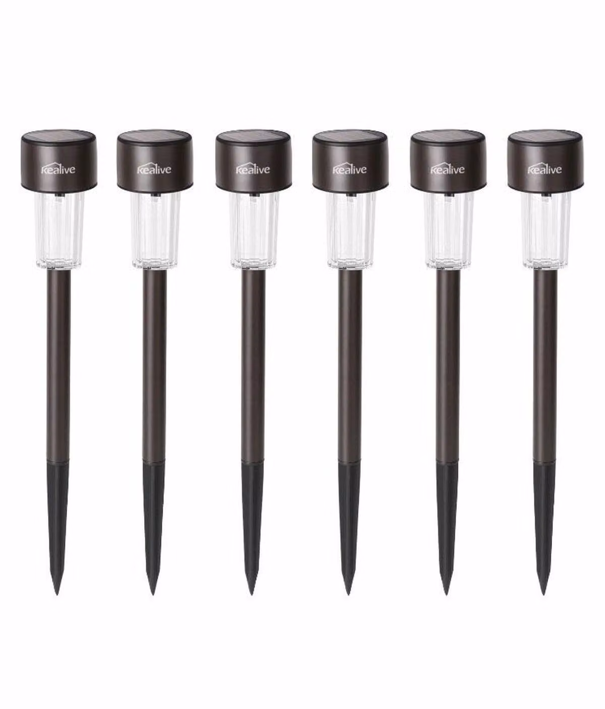 Luci da patio LED da esterno ad energia solare resistenti alle intemperie per vialetti giardino prato, set di 6, nero