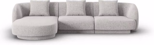 Divano angolare sinistro Tulum di Cosmopolitan Design, modello a 4 posti in ciniglia grigio chiaro, L/P/H: 255 x 156 x 70 cm