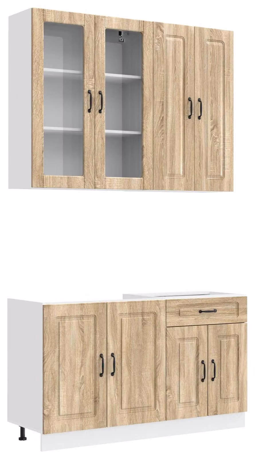 Set da cucina KALMAR, composto da 4 elementi, realizzato in materiale composito effetto legno Sonoma