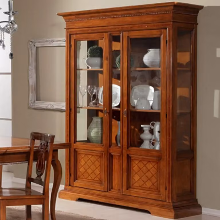 Set tavolo e sedie rettangolare estensibile con decoro geometrico in legno color marrone Mobili 2G
