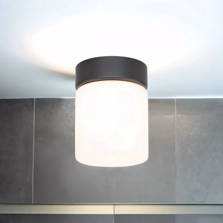 Lampada da bagno piccola Ø 10 cm G9 bianco nero vetro metallo Lampada da bagno a soffitto