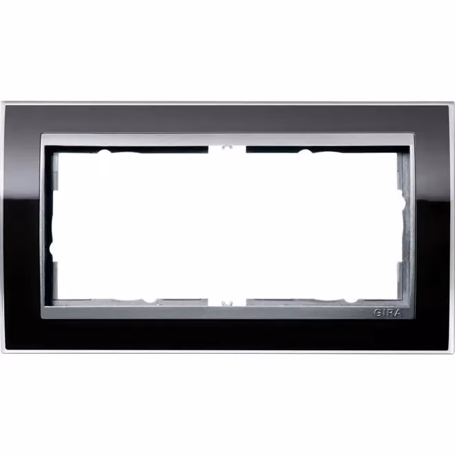 Gira 1002736 Cornice di copertura a 2 fori senza MS per colore alluminio Gira Event Nero trasparente