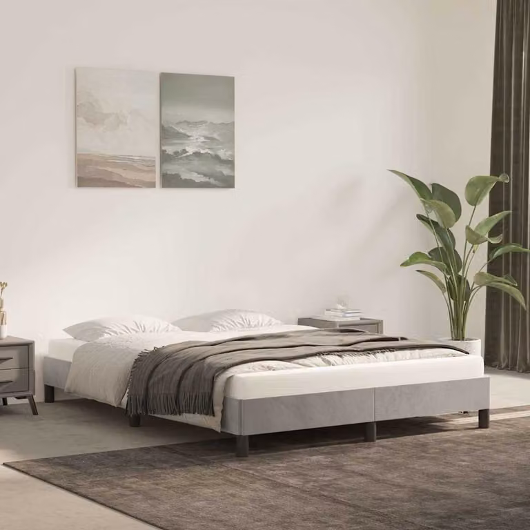 vidaXL Giroletto imbottito in velluto Grigio Chiaro L: 140 cm, P: 190 cm