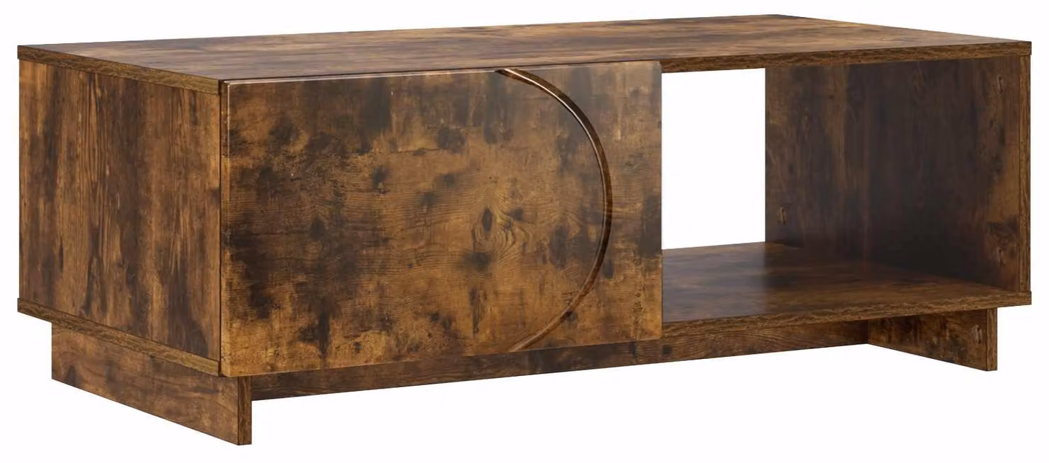 Tavolino da caffè in legno impiallacciato effetto noce, dimensioni 95 x 50,5 x 35 cm