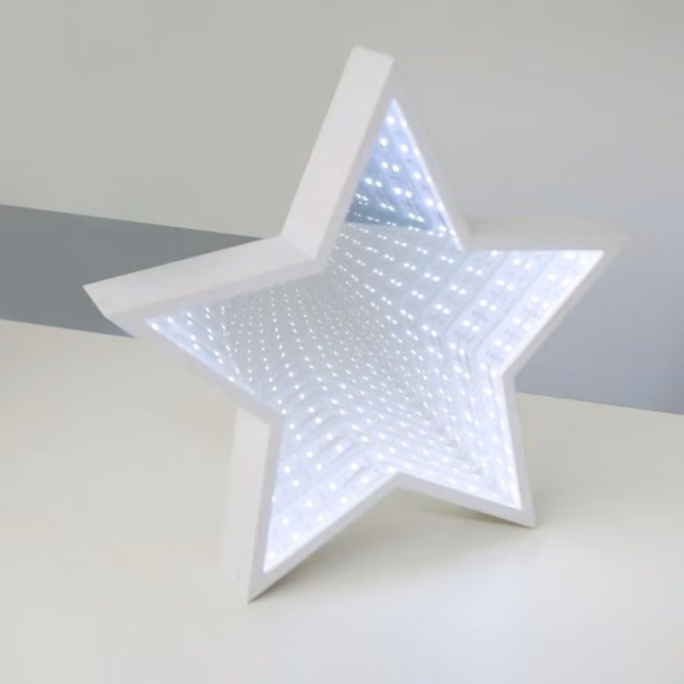 ACA Stella di Natale illuminata con effetto tunnel, 59 LED, alimentata a batterie (3xAA), luce bianca fredda, grado di protezione IP20, 29x5x29 cm, XSTARMIR292A
