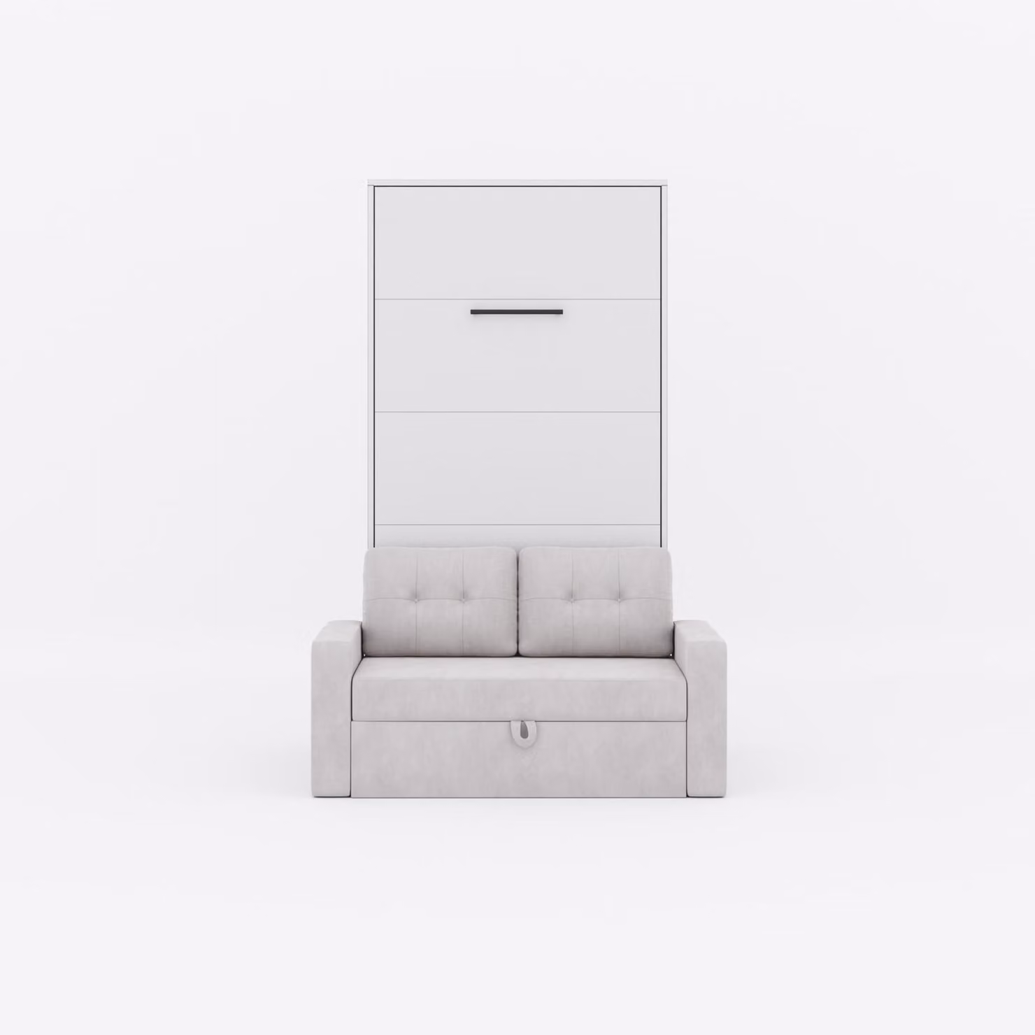 Letto a scomparsa M3 (profondità 55 cm) verticale 100x200 incl. divano grigio sabbia Bianco