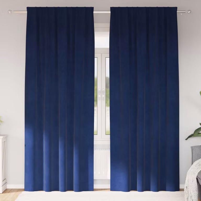 Set di 2 tende oscuranti vidaXL in velluto blu, L: 140 cm, H: 225 cm