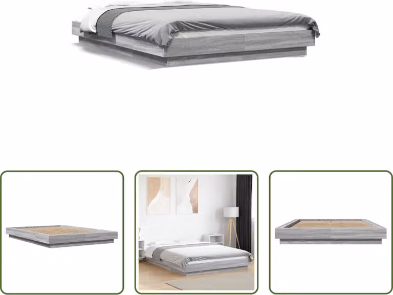 The Living Store Struttura letto grigio Sonoma 120x190 cm in legno