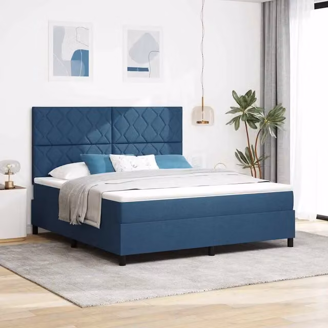 Letto a molle con testiera vidaXL in tessuto blu L: 180 cm, P: 200 cm, H: 203 cm – 1