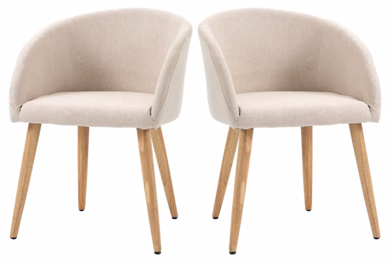 HOMCOM Set di 2 sedie da sala da pranzo con schienale, effetto lino, beige