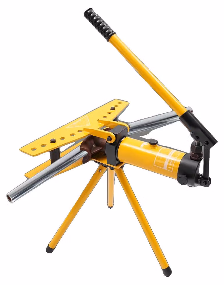 Curva tubi idraulica manuale, angolo di curvatura massimo: 90°, forza di curvatura massima: 10T, diametro dei tubi compatibili: da 1/4" a 1", corsa: 160 mm (6,3 pollici), spessore minimo della parete del tubo: 2,5 mm (0,1 pollici)