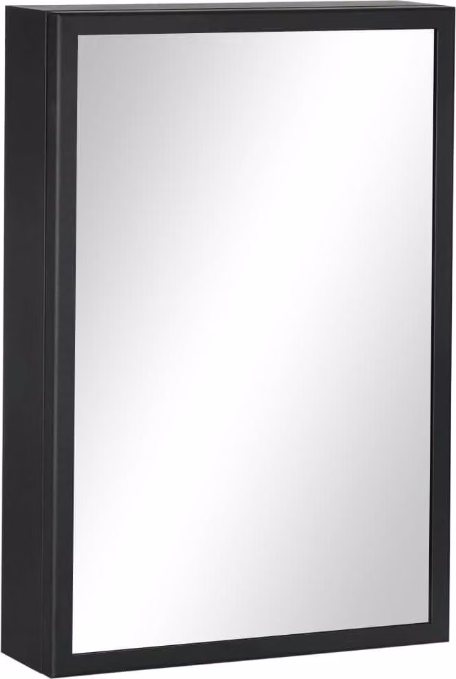 Armadietto a specchio AIORBER, mobile bagno a parete, con 3 scomparti, armadietto per medicinali da fissare alla parete, 40 x 12 x 60 cm, per bagno, soggiorno, nero