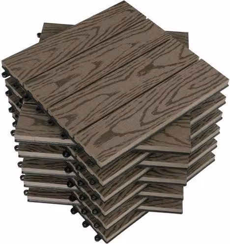 Set di Paving per Giardino con Sistema di Chiusura - 11 pezzi - Resistente alle Intemperie e Solido - Paving per Giardino - 30x30x2 cm - Cotto Scuro