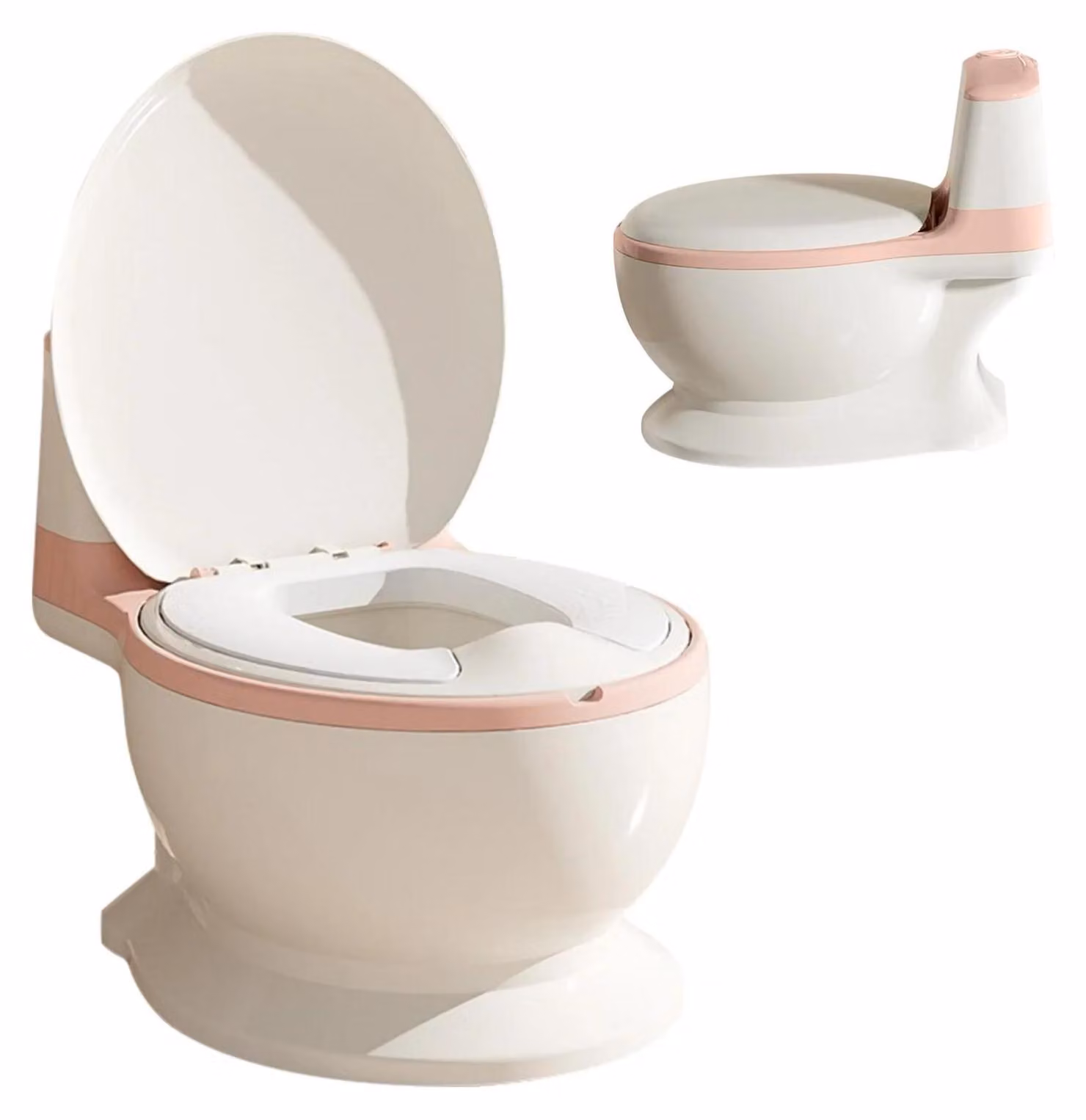 Vasino per bambini - Toilette per bambini - Mini-WC realistico in scala 1:1 - Effetto sonoro di sciacquone - Schermo antischizzi - Sedile in PVC - Rosa